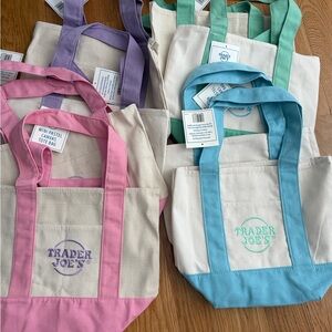 Trader joe mini Pastel Canvas Tote Bag 8 piece set